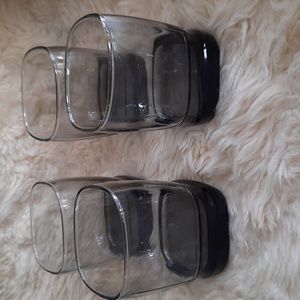 Set of 4 Vintage Square Smokey Gray Lowball Glasses